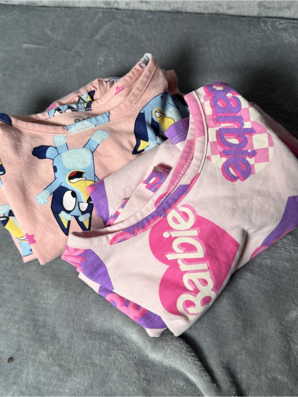 Girls Dress Lot 2 Size 4T Bluey Barbie Pink Long Sleeve Character Dresses